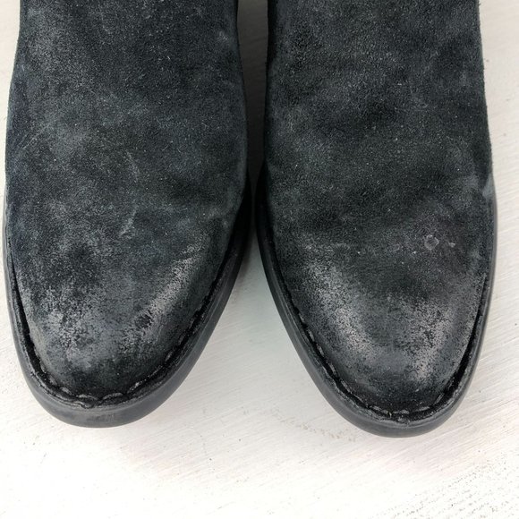 Born Women's 6M Shaya Black Distressed Leather Almond Toe Slip On Heeled Mules - Picture 8 of 13